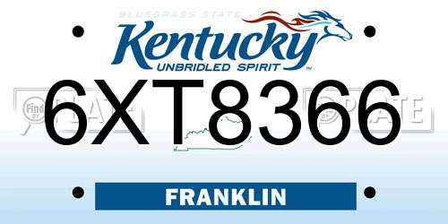 6XT8366 Kentucky License Plate