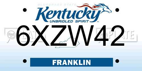 6XZW42 Kentucky License Plate