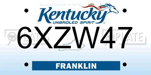 6XZW47 Kentucky License Plate