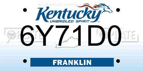 6Y71D0 Kentucky License Plate