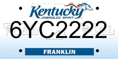 6YC2222 Kentucky License Plate