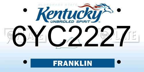 6YC2227 Kentucky License Plate