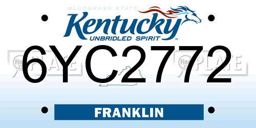 6YC2772 Kentucky License Plate