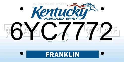 6YC7772 Kentucky License Plate
