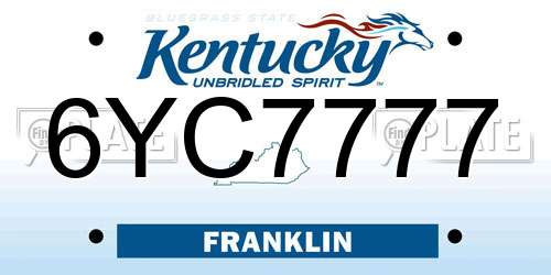 6YC7777 Kentucky License Plate