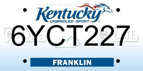 6YCT227 Kentucky License Plate