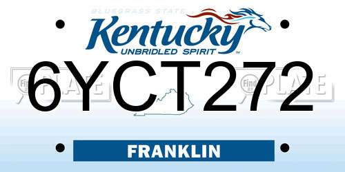 6YCT272 Kentucky License Plate