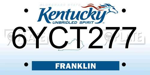 6YCT277 Kentucky License Plate