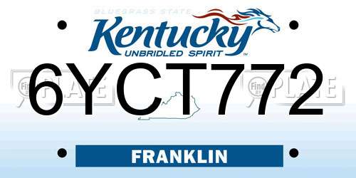 6YCT772 Kentucky License Plate