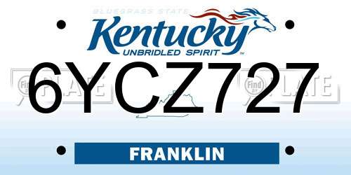 6YCZ727 Kentucky License Plate