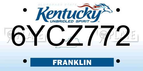6YCZ772 Kentucky License Plate