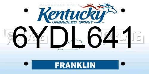 6YDL641 Kentucky License Plate