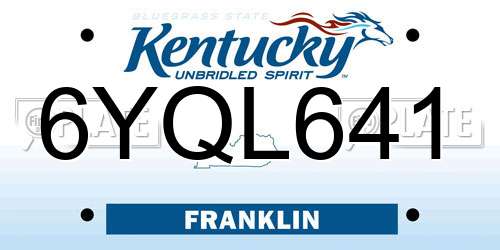 6YQL641 Kentucky License Plate