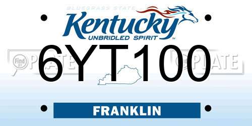 6YT100 Kentucky License Plate