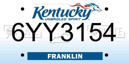 6YY3154 Kentucky License Plate
