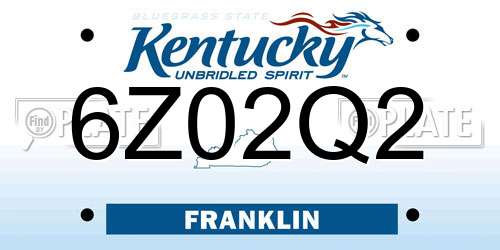 6Z02Q2 Kentucky License Plate