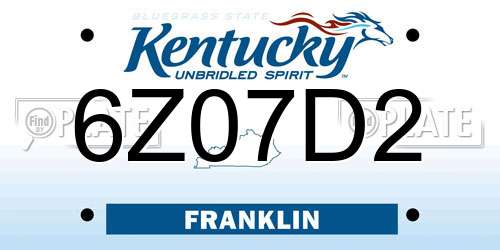 6Z07D2 Kentucky License Plate