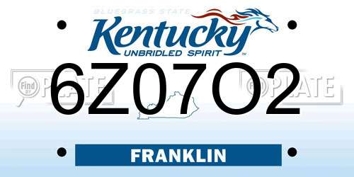 6Z07O2 Kentucky License Plate