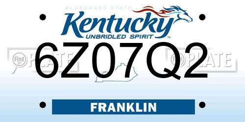 6Z07Q2 Kentucky License Plate