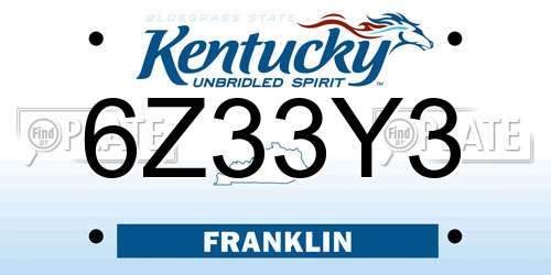 6Z33Y3 Kentucky License Plate