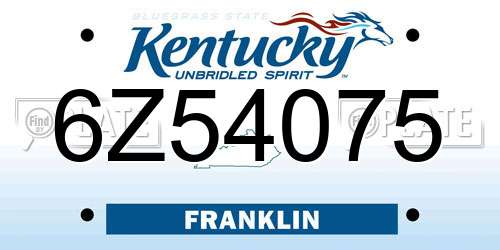 6Z54075 Kentucky License Plate