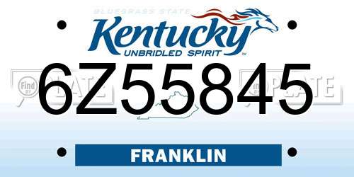 6Z55845 Kentucky License Plate