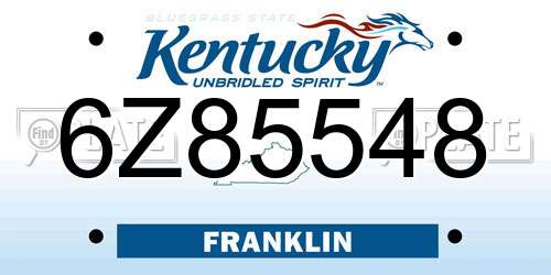 6Z85548 Kentucky License Plate