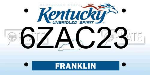 6ZAC23 Kentucky License Plate