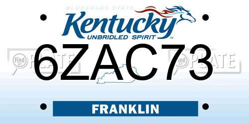 6ZAC73 Kentucky License Plate