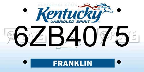 6ZB4075 Kentucky License Plate