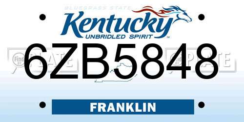 6ZB5848 Kentucky License Plate