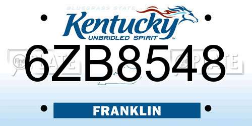 6ZB8548 Kentucky License Plate