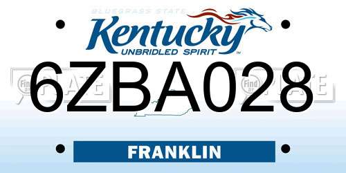 6ZBA028 Kentucky License Plate