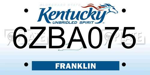 6ZBA075 Kentucky License Plate
