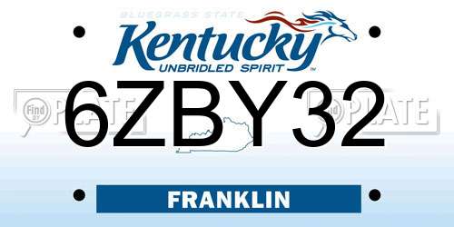 6ZBY32 Kentucky License Plate