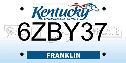 6ZBY37 Kentucky License Plate