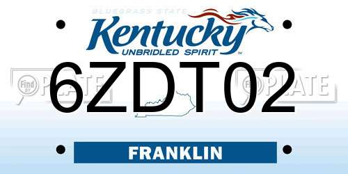 6ZDT02 Kentucky License Plate