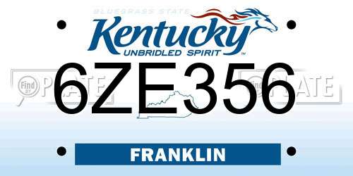 6ZE356 Kentucky License Plate