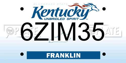 6ZIM35 Kentucky License Plate