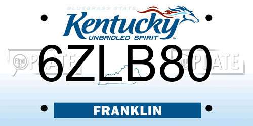 6ZLB80 Kentucky License Plate