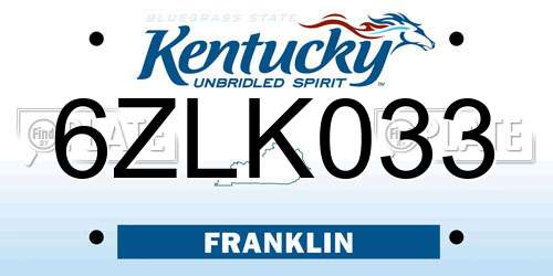 6ZLK033 Kentucky License Plate