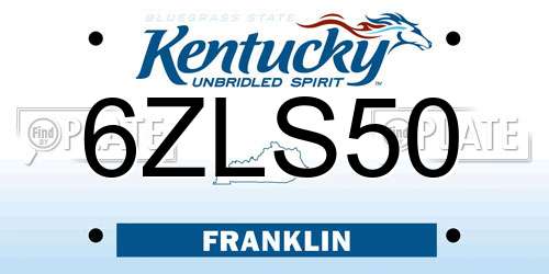 6ZLS50 Kentucky License Plate