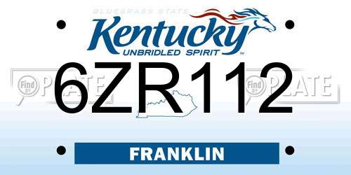 6ZR112 Kentucky License Plate