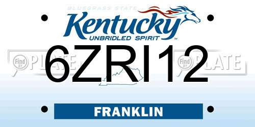 6ZRI12 Kentucky License Plate