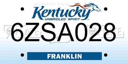 6ZSA028 Kentucky License Plate