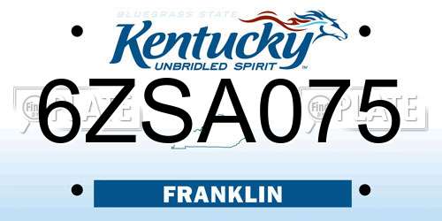6ZSA075 Kentucky License Plate