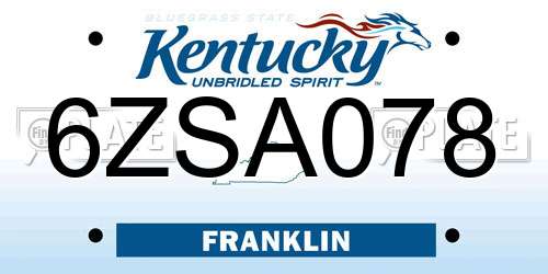 6ZSA078 Kentucky License Plate