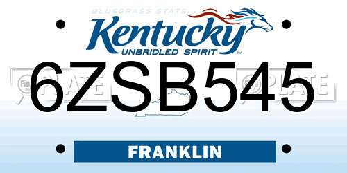 6ZSB545 Kentucky License Plate