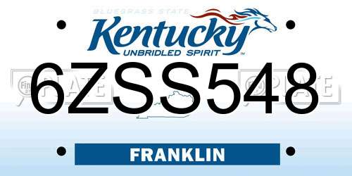 6ZSS548 Kentucky License Plate