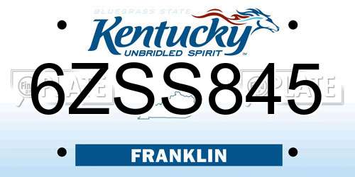 6ZSS845 Kentucky License Plate